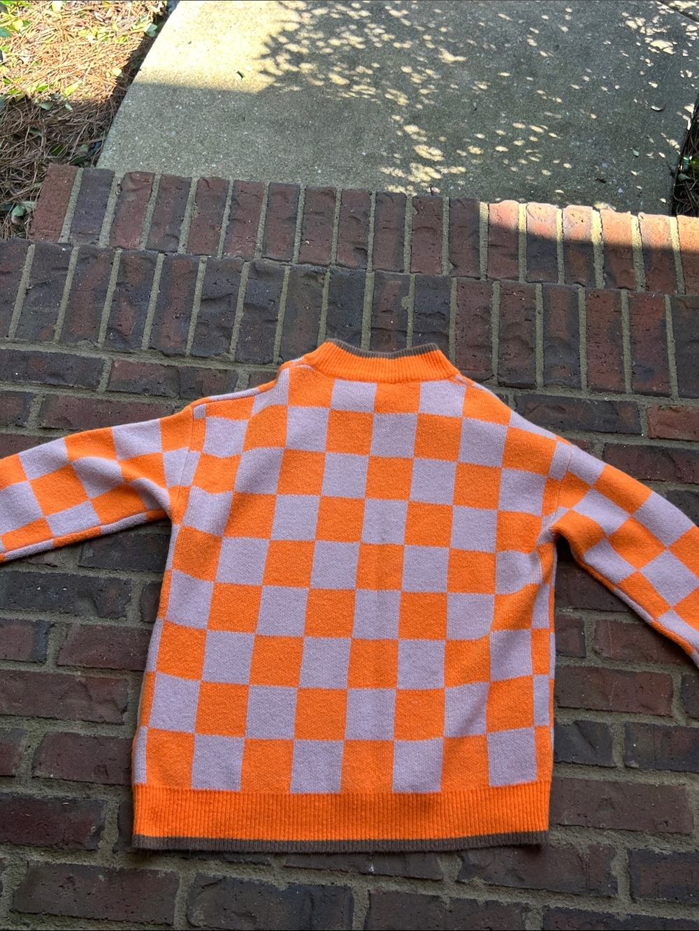 THML Orange and Pink Checkerboard Sweater - Picture 4 of 4